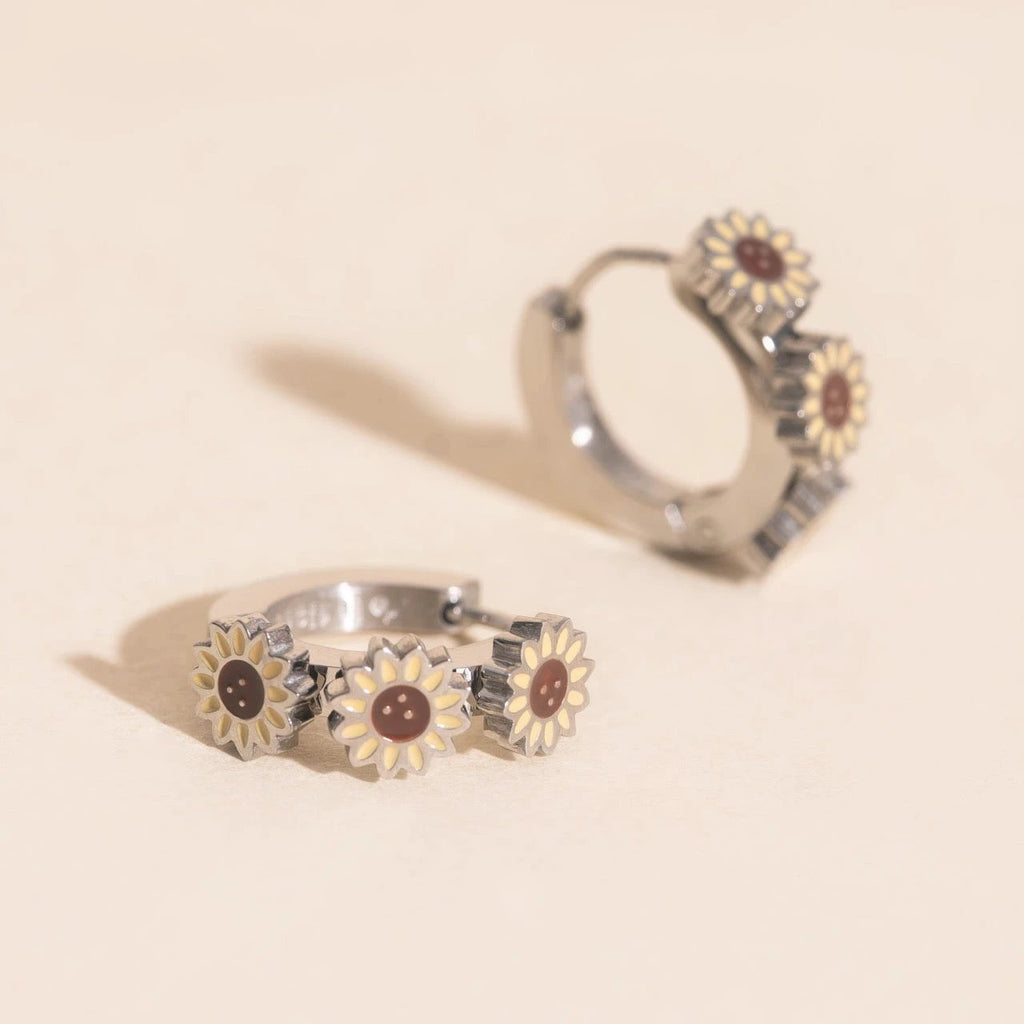 Sunflower 3D Huggie Hoop Earrings by Oh Clementine