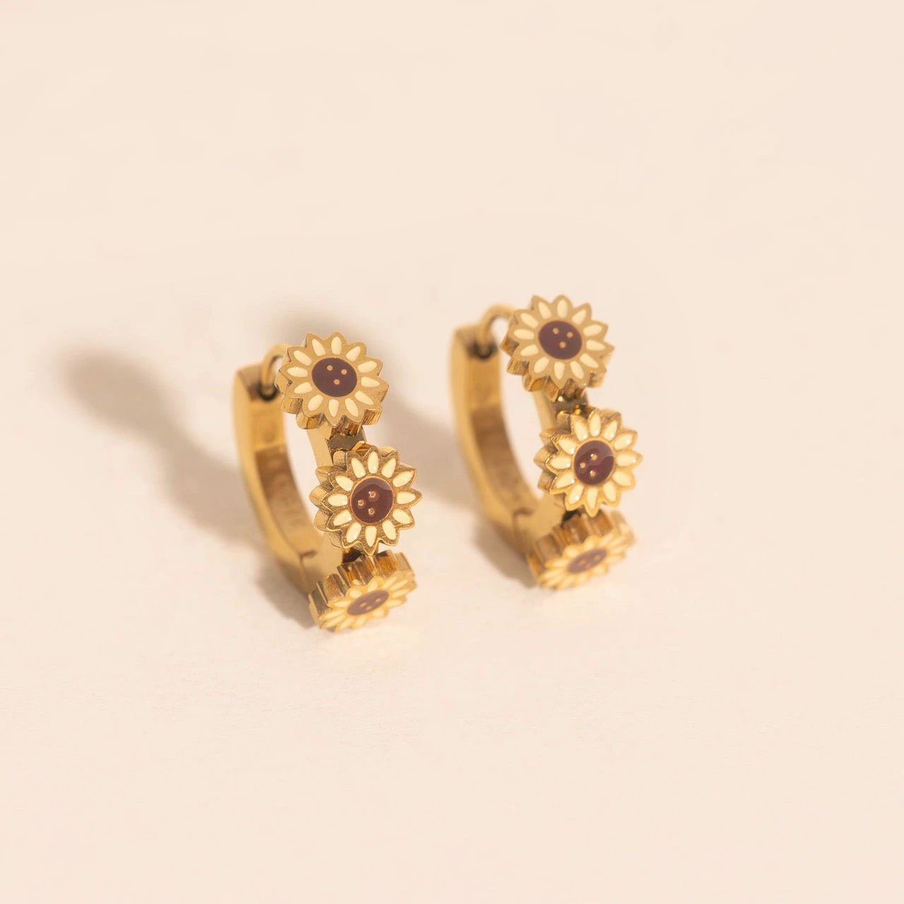 Sunflower 3D Huggie Hoop Earrings by Oh Clementine