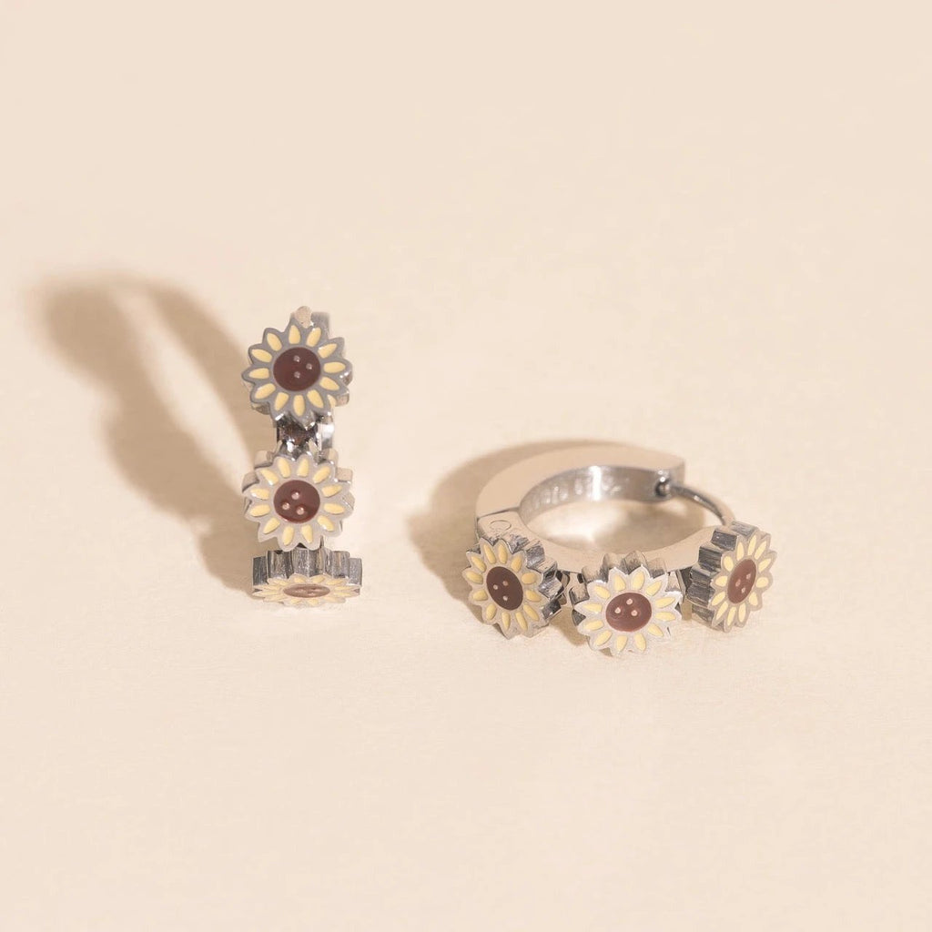 Sunflower 3D Huggie Hoop Earrings by Oh Clementine