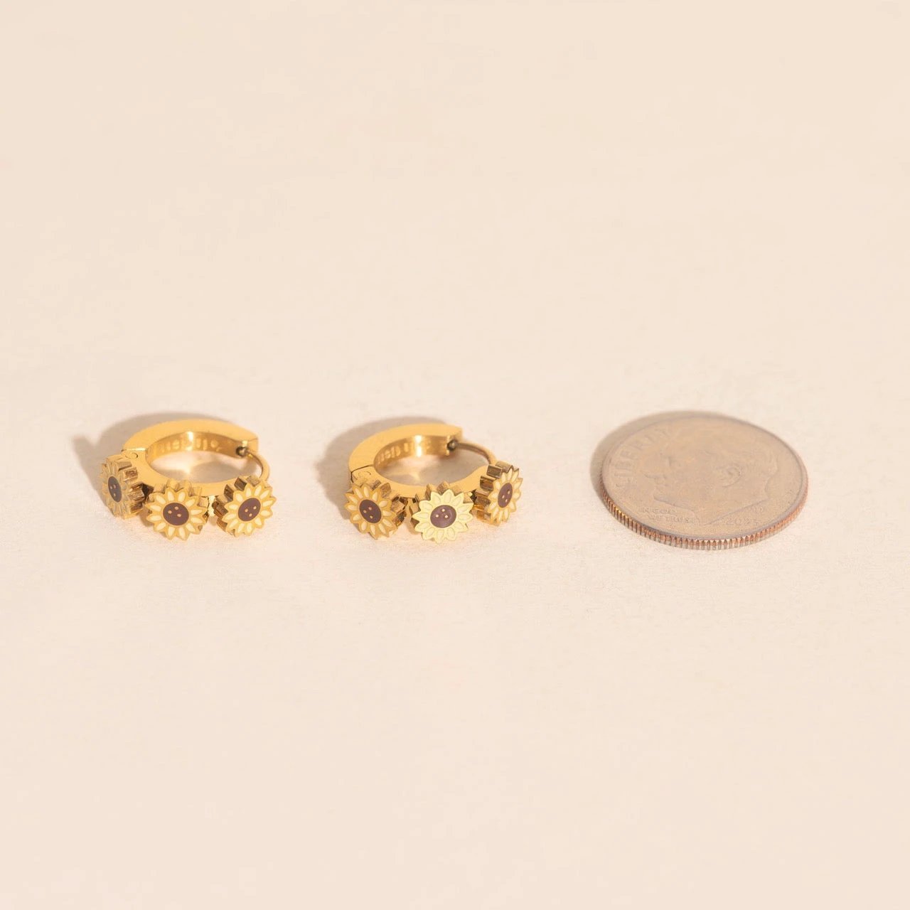 Sunflower 3D Huggie Hoop Earrings by Oh Clementine