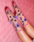 Sunflower Butterfly Sheer Crew Sock by Sock Candy