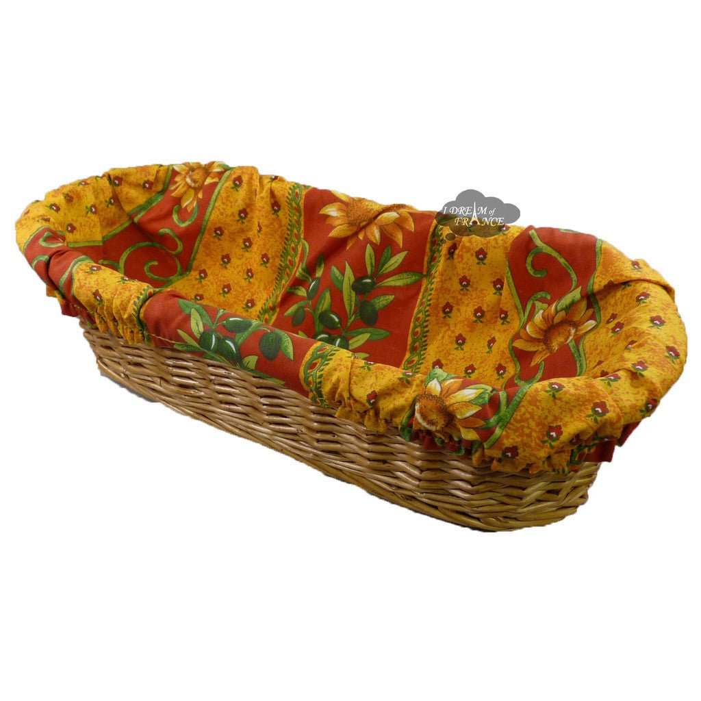 Sunflower Red Provence Baguette Basket with Removable Liner by Le Cluny Bread basket La Vie Bien Sunflower Red Provence Baguette Basket with Removable Liner by Le Cluny