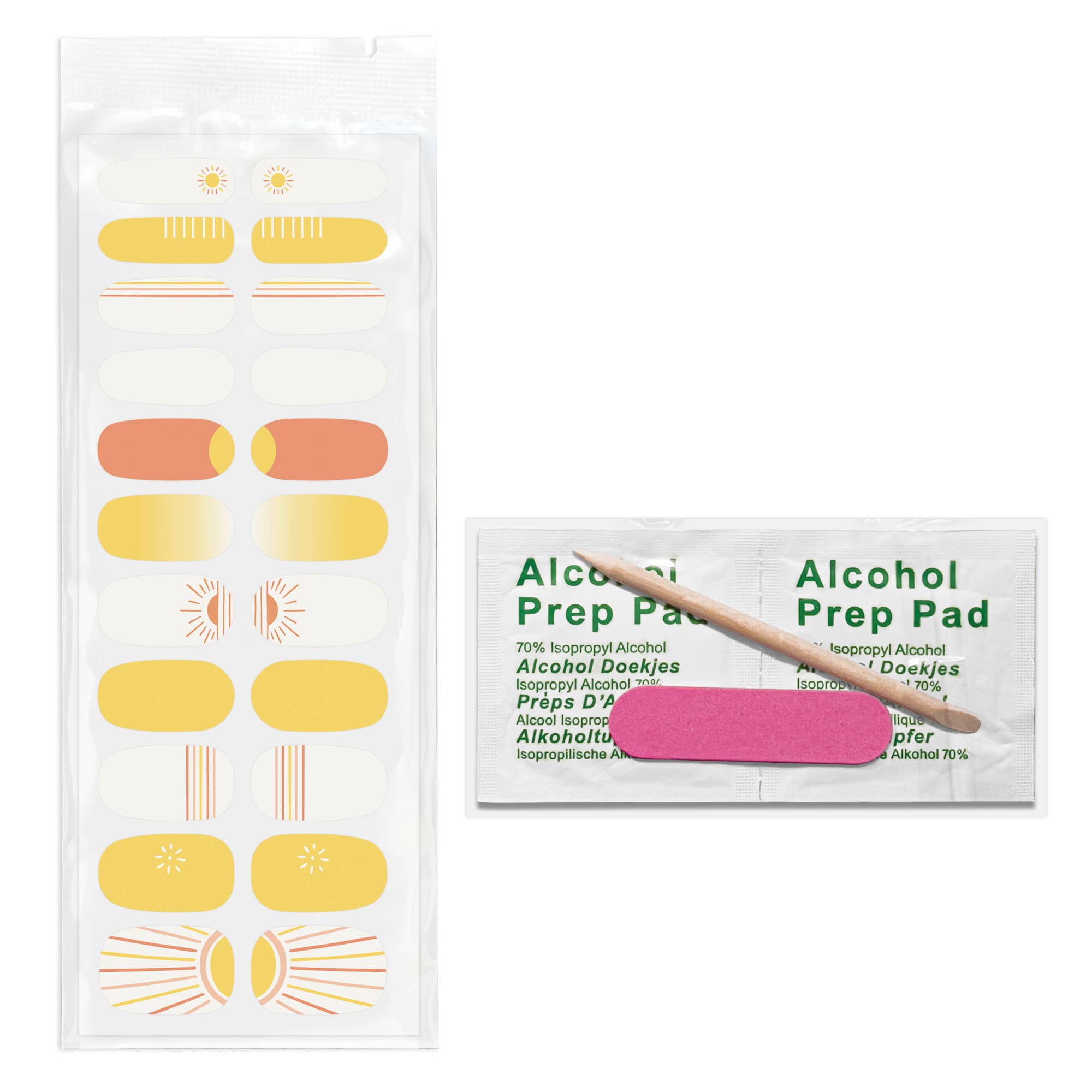 Sunny Daze Nail Wrap Kit | Yellow Sun Shine Nail Care Arts Tools Accessories | On - the - go Travel Kit