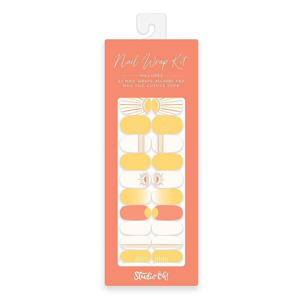 Sunny Daze Nail Wrap Kit | Yellow Sun Shine Nail Care Arts Tools Accessories | On - the - go Travel Kit