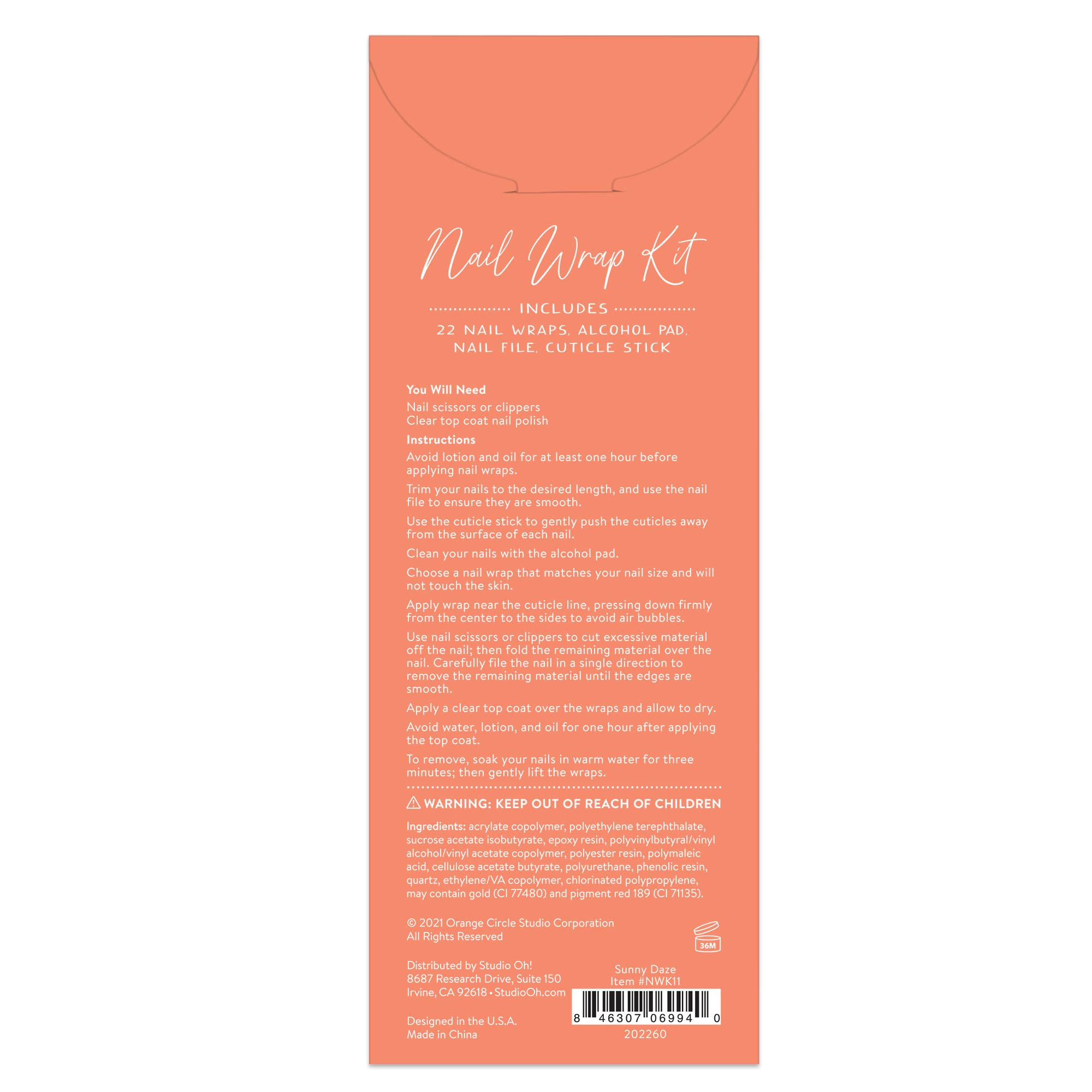 Sunny Daze Nail Wrap Kit | Yellow Sun Shine Nail Care Arts Tools Accessories | On - the - go Travel Kit