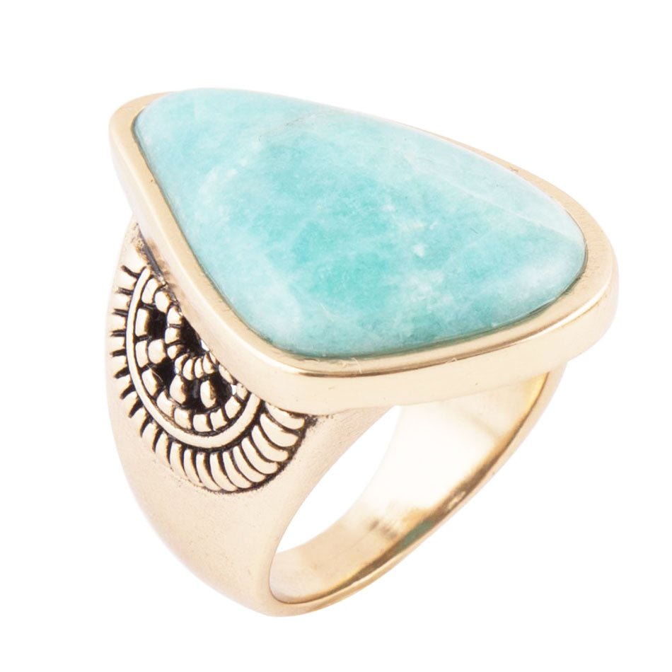 Sunset Blue Amazonite and Golden Ring
