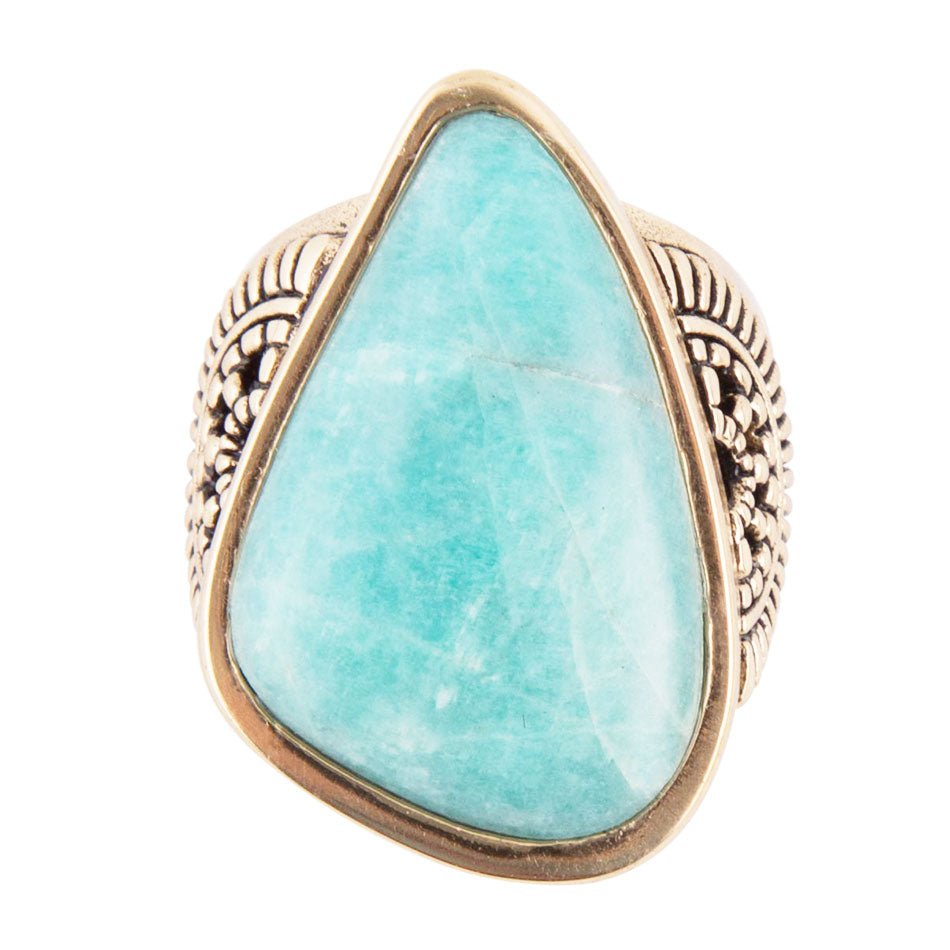 Sunset Blue Amazonite and Golden Ring