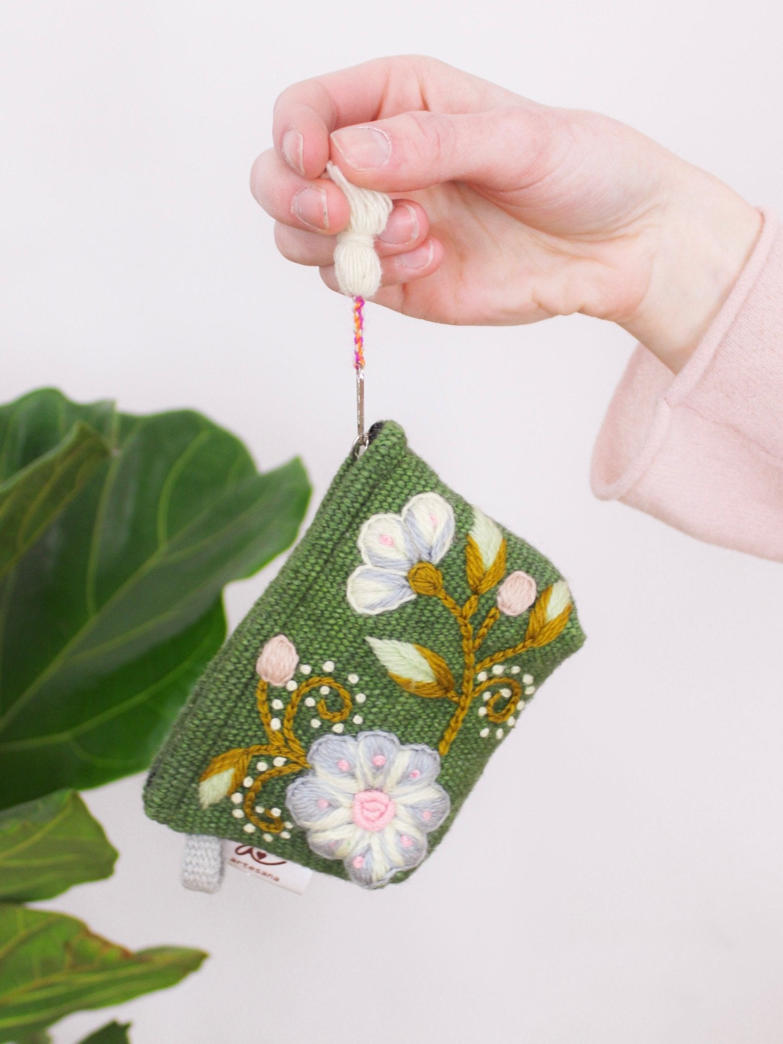 Sunset Floral Embroidered Coin Purse