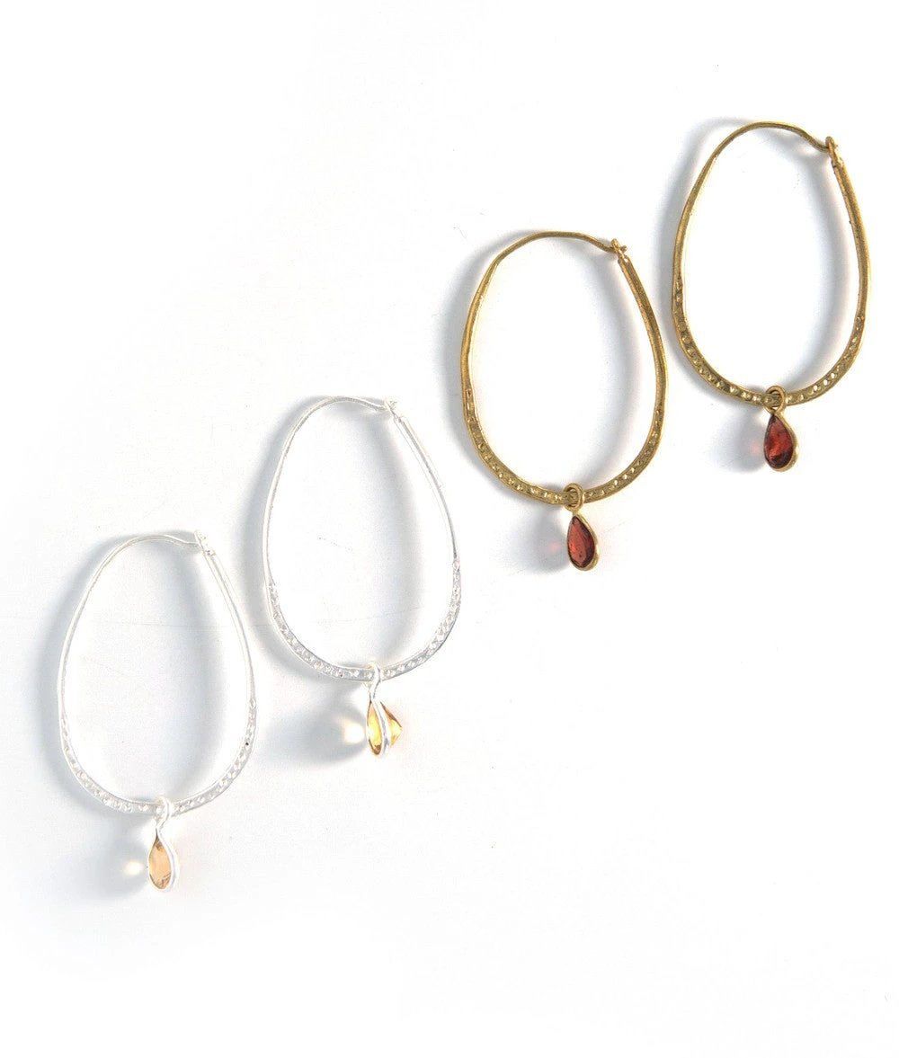 Sunshine Stone Hoop Earrings