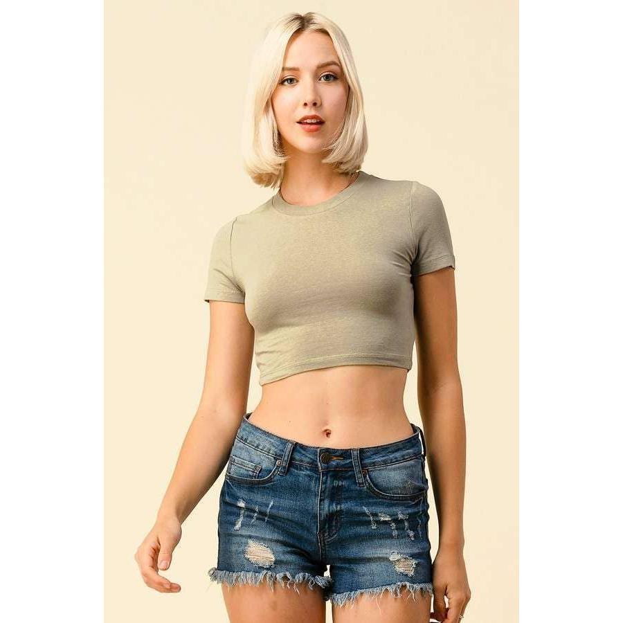 Super Crop Short Sleeve Tee | Solid Color Fitted Style Shirt [Available in Sizes SM - L]