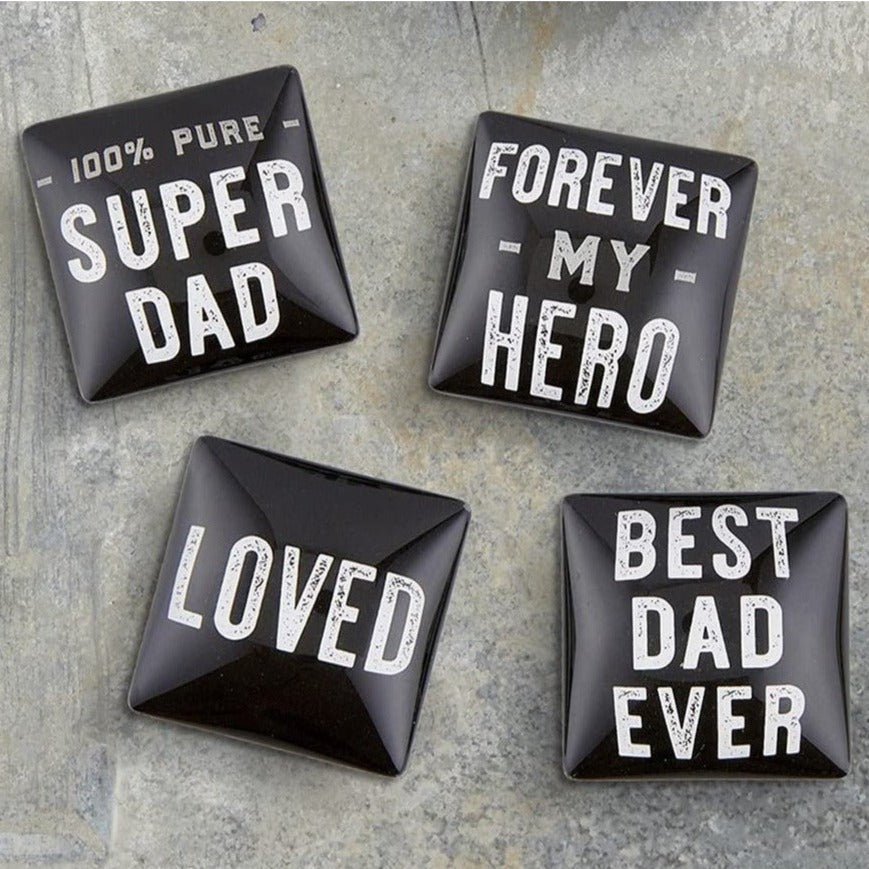 Super Dad Square Glass Magnet Set | In Gift Box Refrigerator Magnets La Vie Bien Super Dad Square Glass Magnet Set | In Gift Box