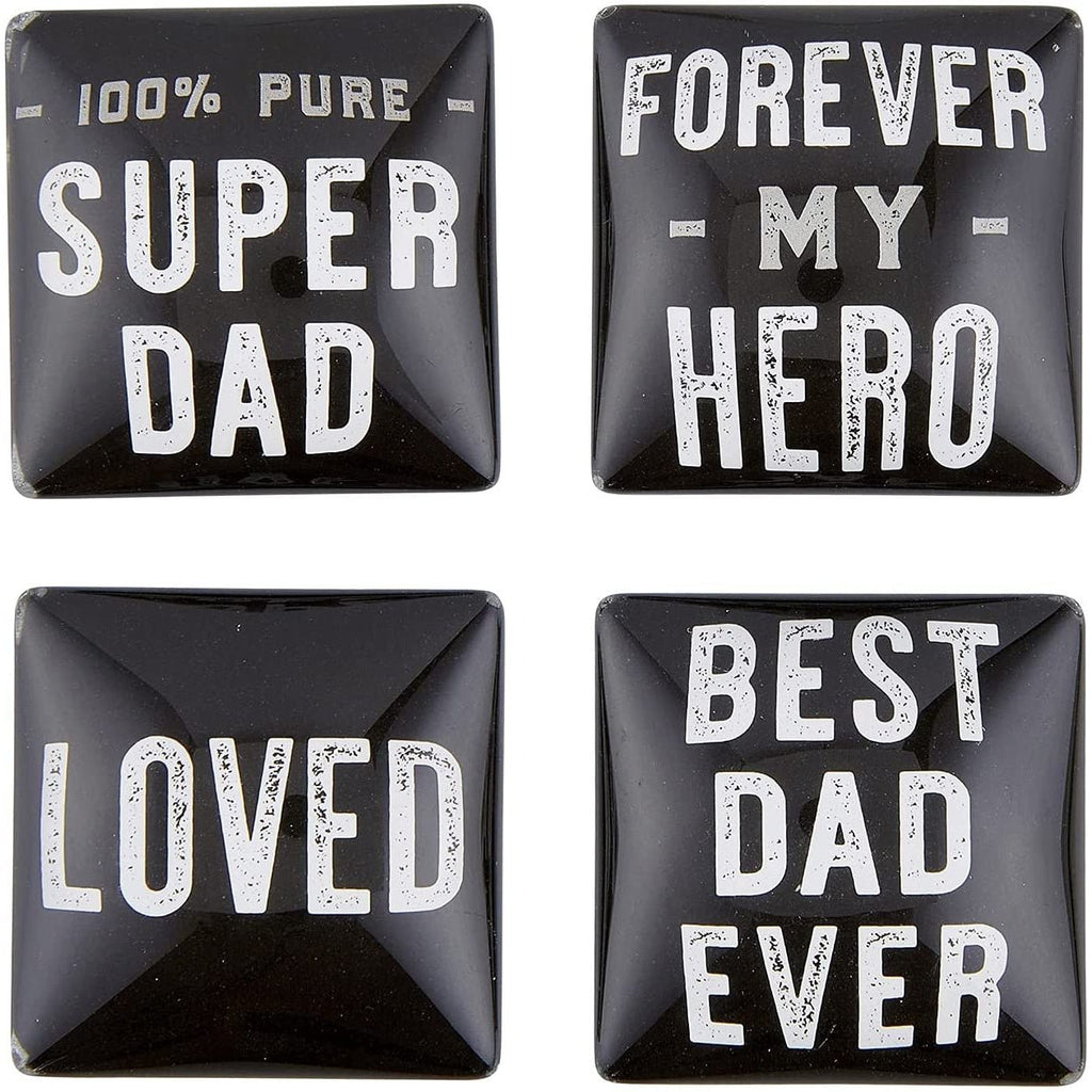Super Dad Square Glass Magnet Set | In Gift Box Refrigerator Magnets La Vie Bien Super Dad Square Glass Magnet Set | In Gift Box