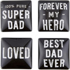 Super Dad Square Glass Magnet Set | In Gift Box Refrigerator Magnets La Vie Bien Super Dad Square Glass Magnet Set | In Gift Box