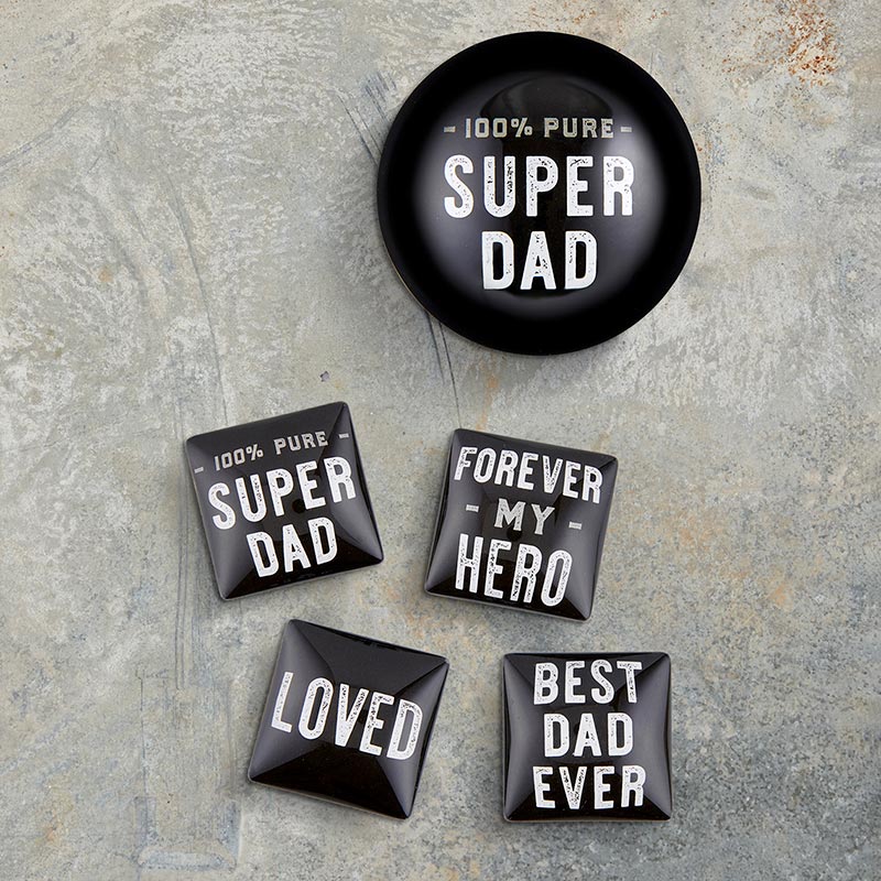 Super Dad Square Glass Magnet Set | In Gift Box Refrigerator Magnets La Vie Bien Super Dad Square Glass Magnet Set | In Gift Box