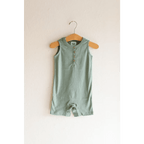 Super Soft Organic Cotton Henley Romper in Sage Green for Babies by Polished Prints