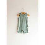 Super Soft Organic Cotton Henley Romper in Sage Green for Babies by Polished Prints