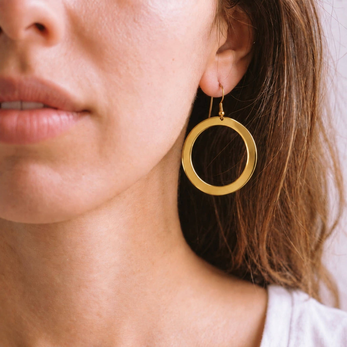 Sura Brass Circular Drop Hoop Earrings for Women Earrings La Vie Bien Sura Brass Circular Drop Hoop Earrings for Women