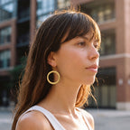 Sura Brass Circular Drop Hoop Earrings for Women Earrings La Vie Bien Sura Brass Circular Drop Hoop Earrings for Women