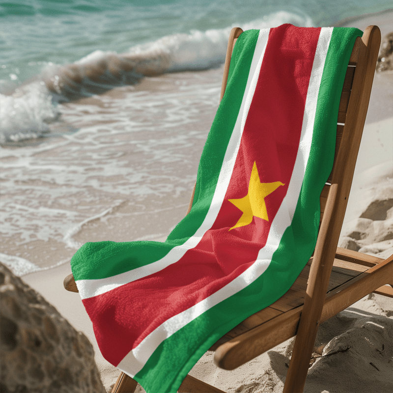 Suriname Flag Beach Towel Beach Towel (Generic Brand) La Vie Bien Suriname Flag Beach Towel