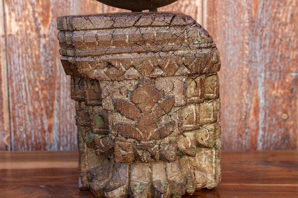 Surya Indian Antique Carved Candle Holder