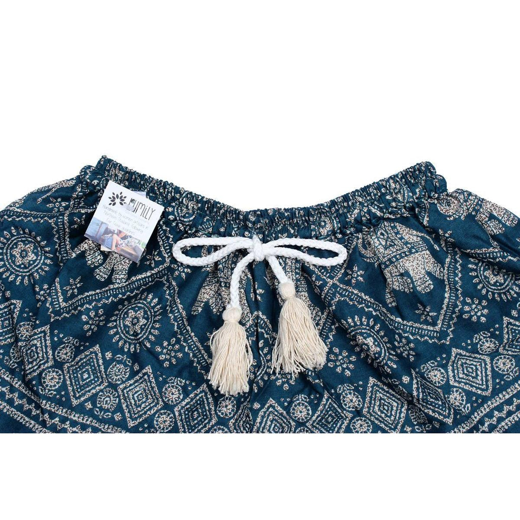 Sustainably Made Bohemian Style Printed Elephant Shorts - Thailand Apparel La Vie Bien Sustainably Made Bohemian Style Printed Elephant Shorts - Thailand