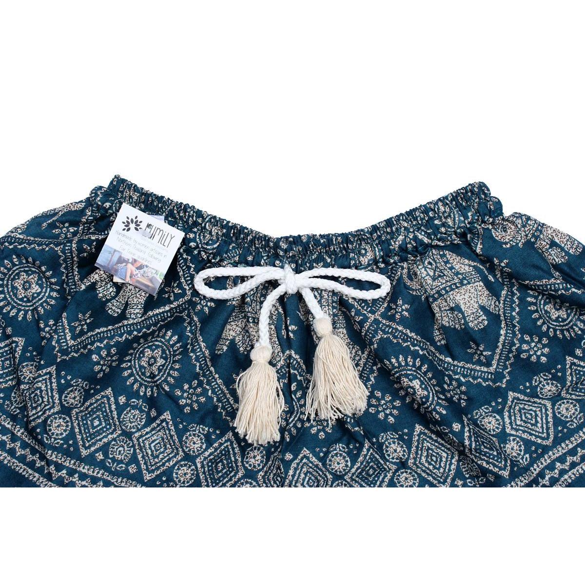 Sustainably Made Bohemian Style Printed Elephant Shorts - Thailand Apparel La Vie Bien Sustainably Made Bohemian Style Printed Elephant Shorts - Thailand