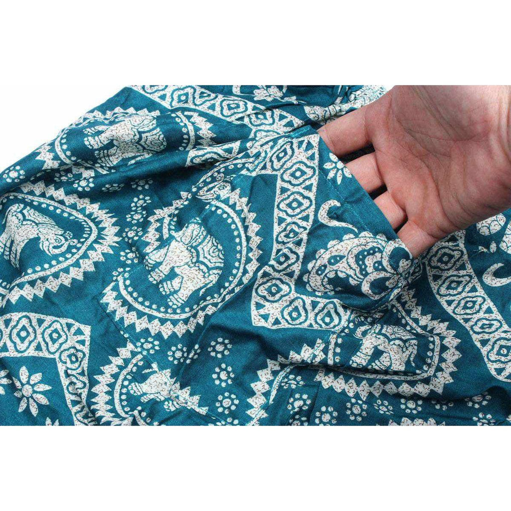 Sustainably Made Bohemian Style Printed Elephant Shorts - Thailand Apparel La Vie Bien Sustainably Made Bohemian Style Printed Elephant Shorts - Thailand
