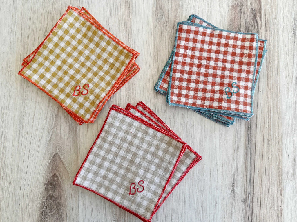 Sweary Coasters in Mini Check, set of eight by Dot and Army