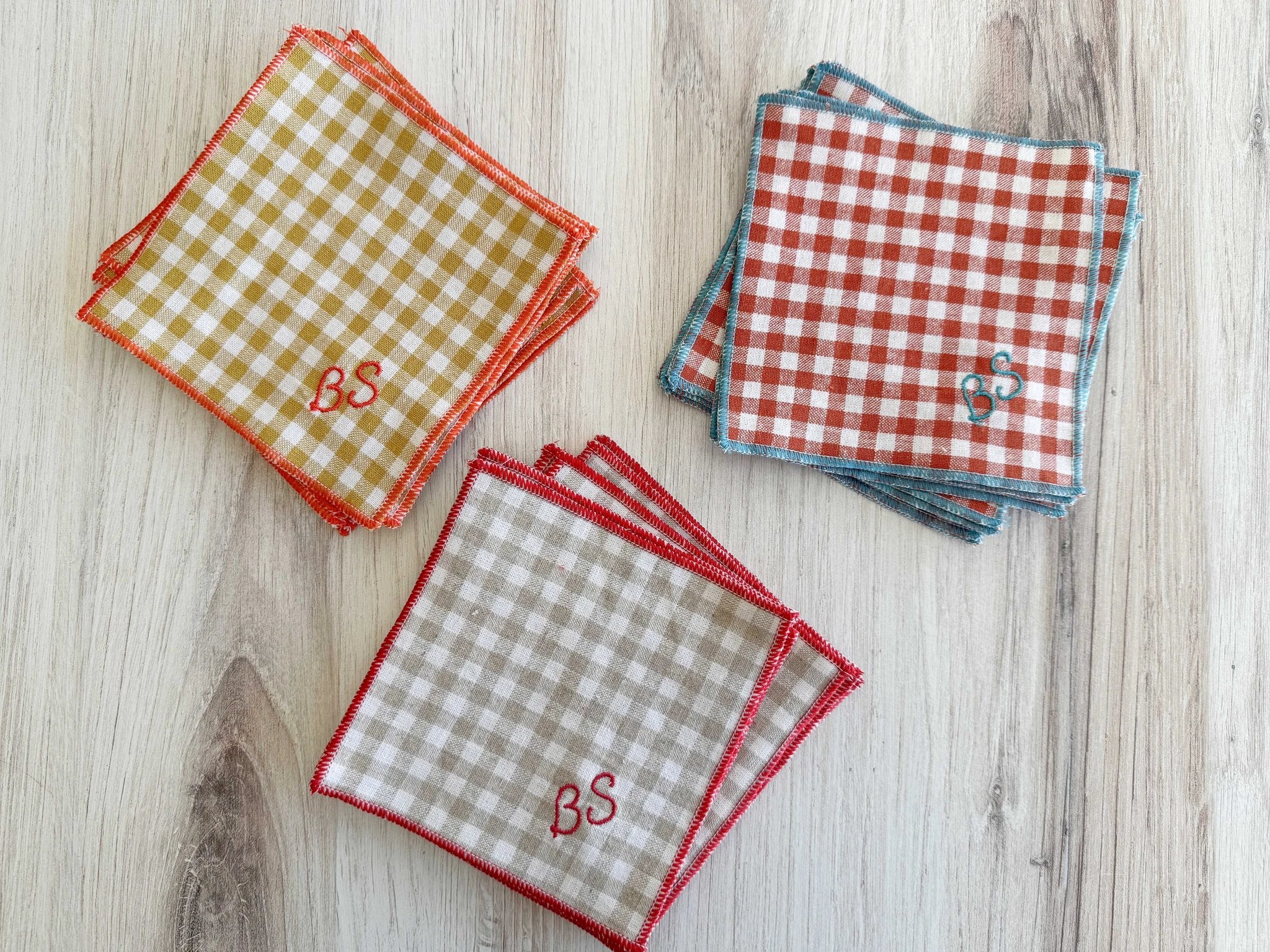 Sweary Coasters in Mini Check, set of eight by Dot and Army
