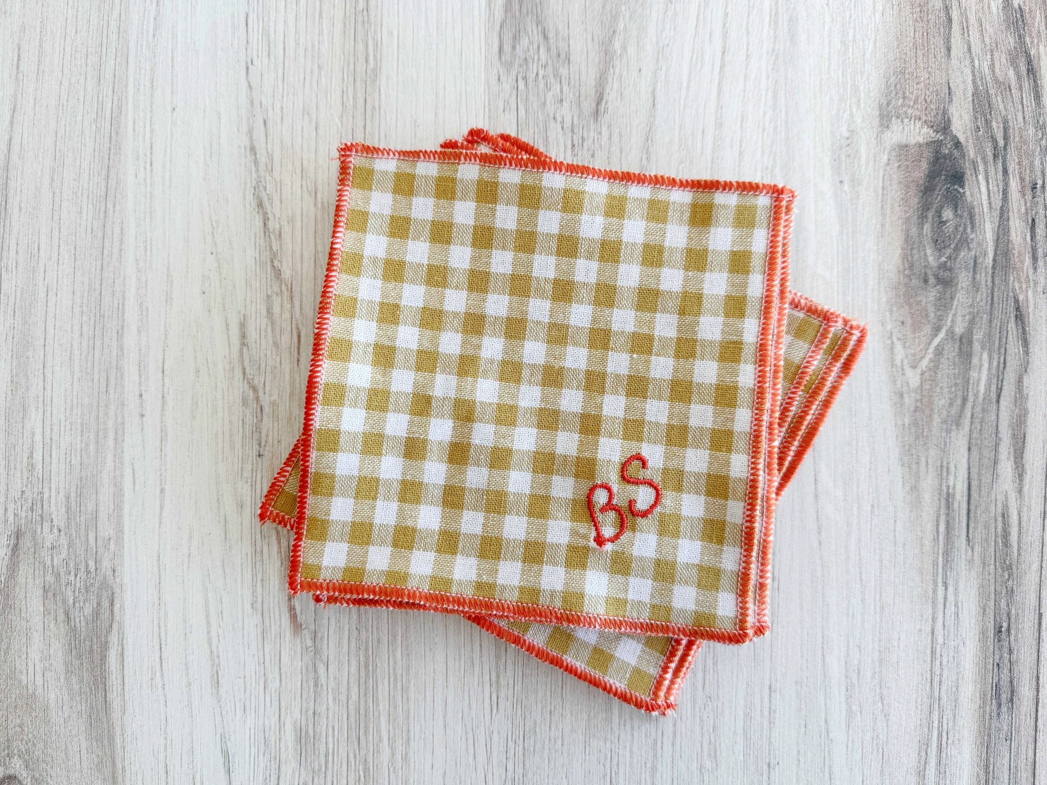 Sweary Coasters in Mini Check, set of eight by Dot and Army