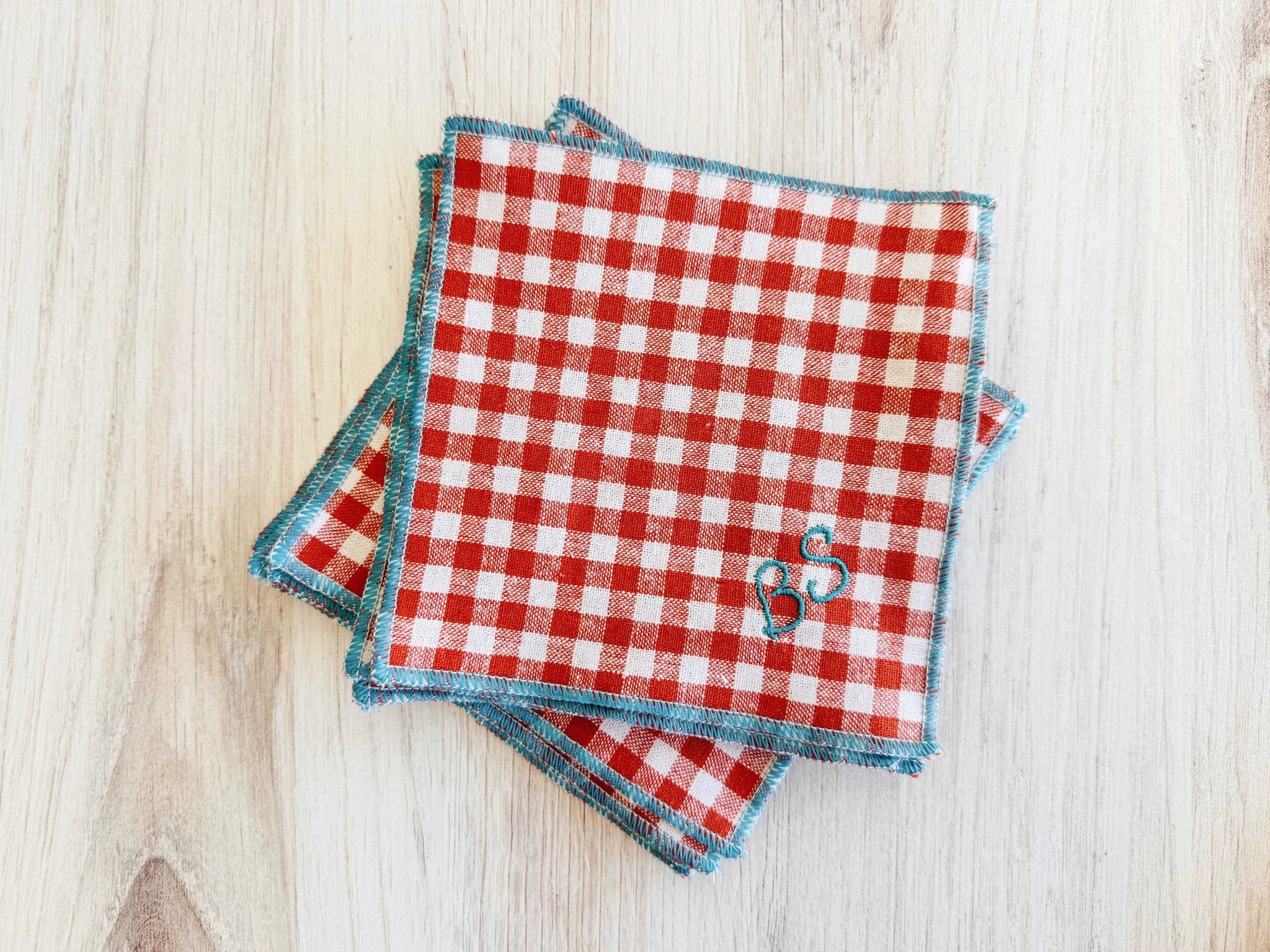 Sweary Coasters in Mini Check, set of eight by Dot and Army