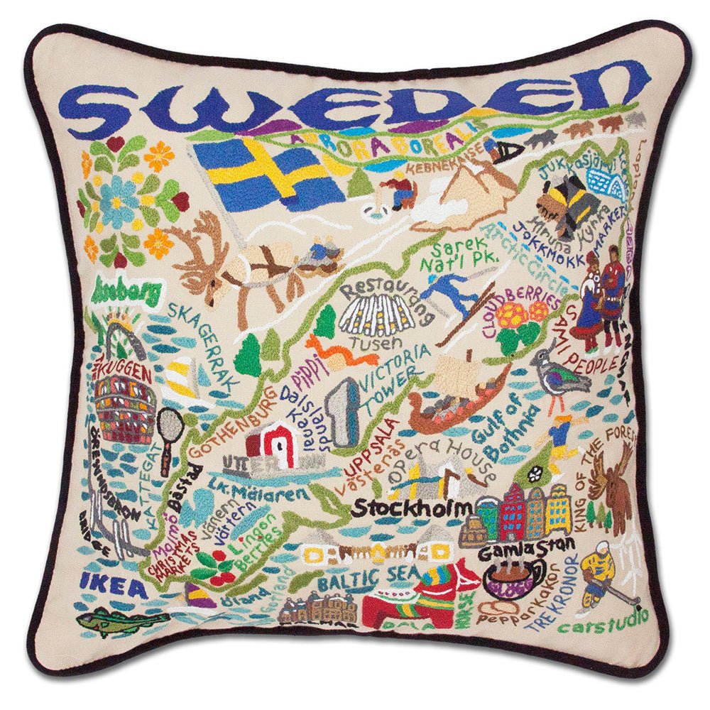 Sweden Hand - Embroidered Pillow Pillows La Vie Bien Sweden Hand - Embroidered Pillow