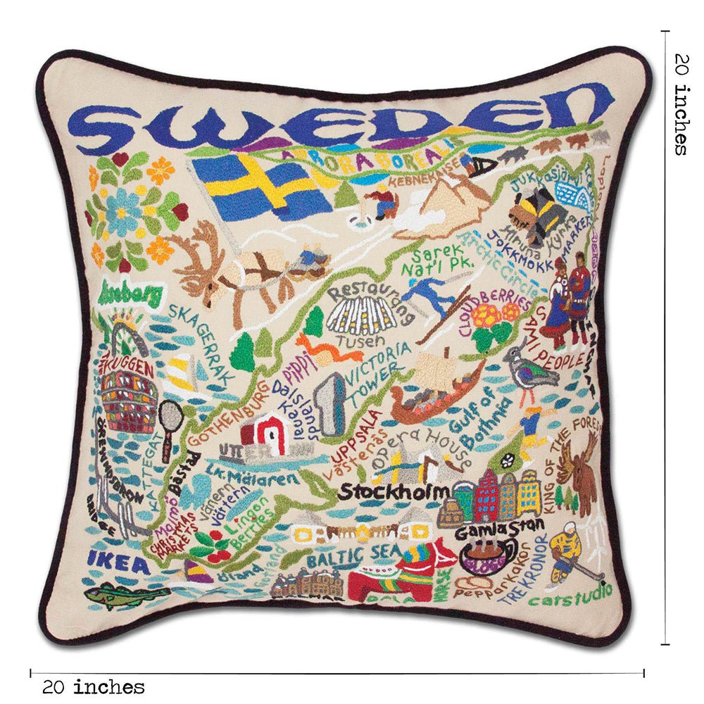 Sweden Hand - Embroidered Pillow Pillows La Vie Bien Sweden Hand - Embroidered Pillow