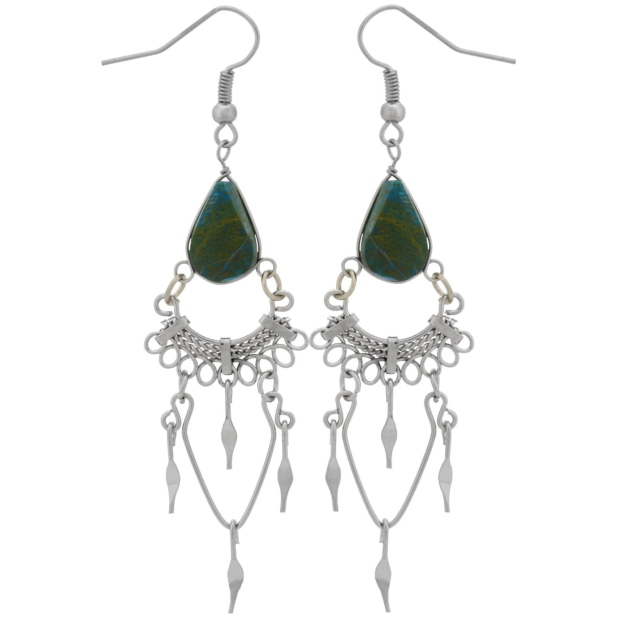 Swirls Chandelier Stone Earrings Earrings - Fashion La Vie Bien Swirls Chandelier Stone Earrings