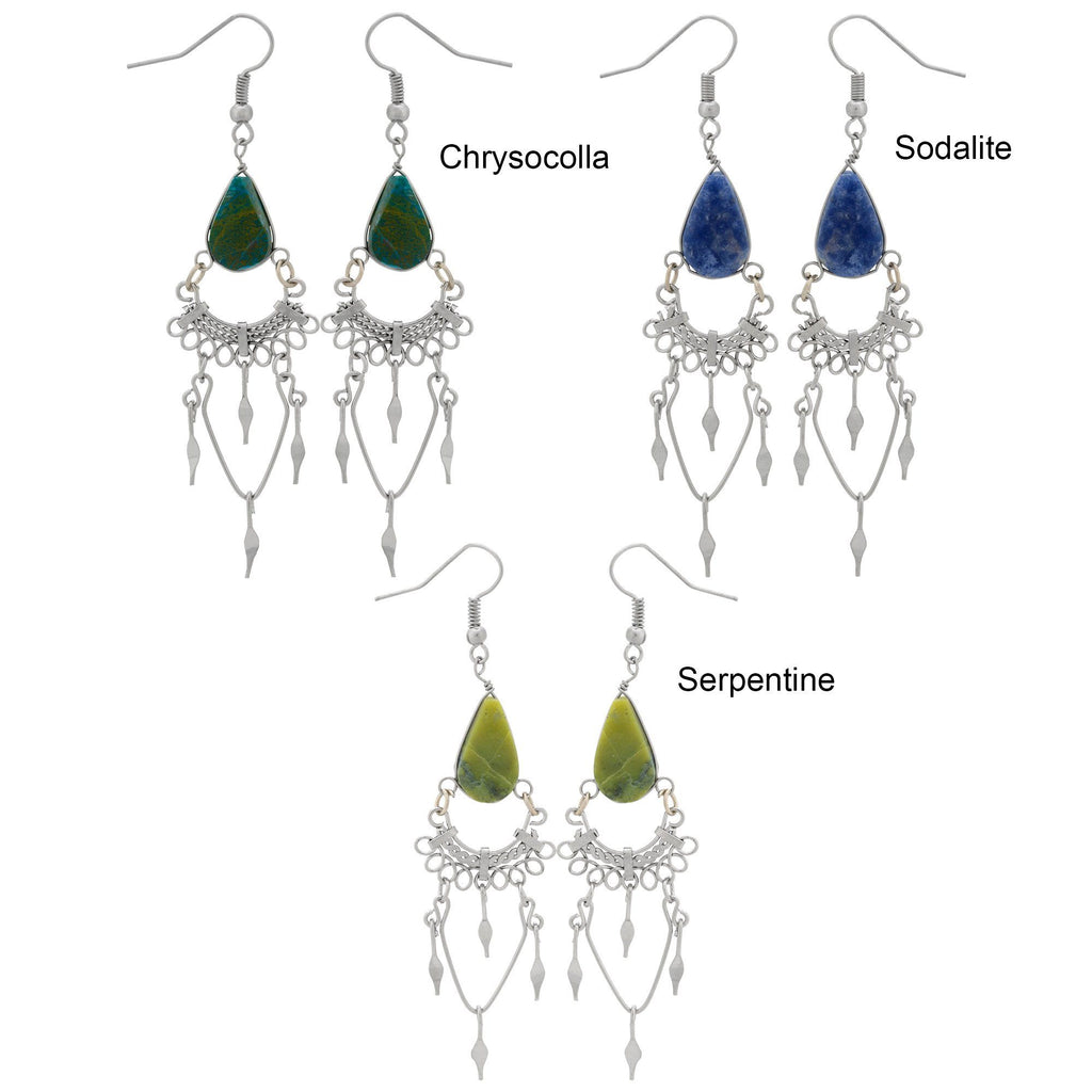 Swirls Chandelier Stone Earrings Earrings - Fashion La Vie Bien Swirls Chandelier Stone Earrings