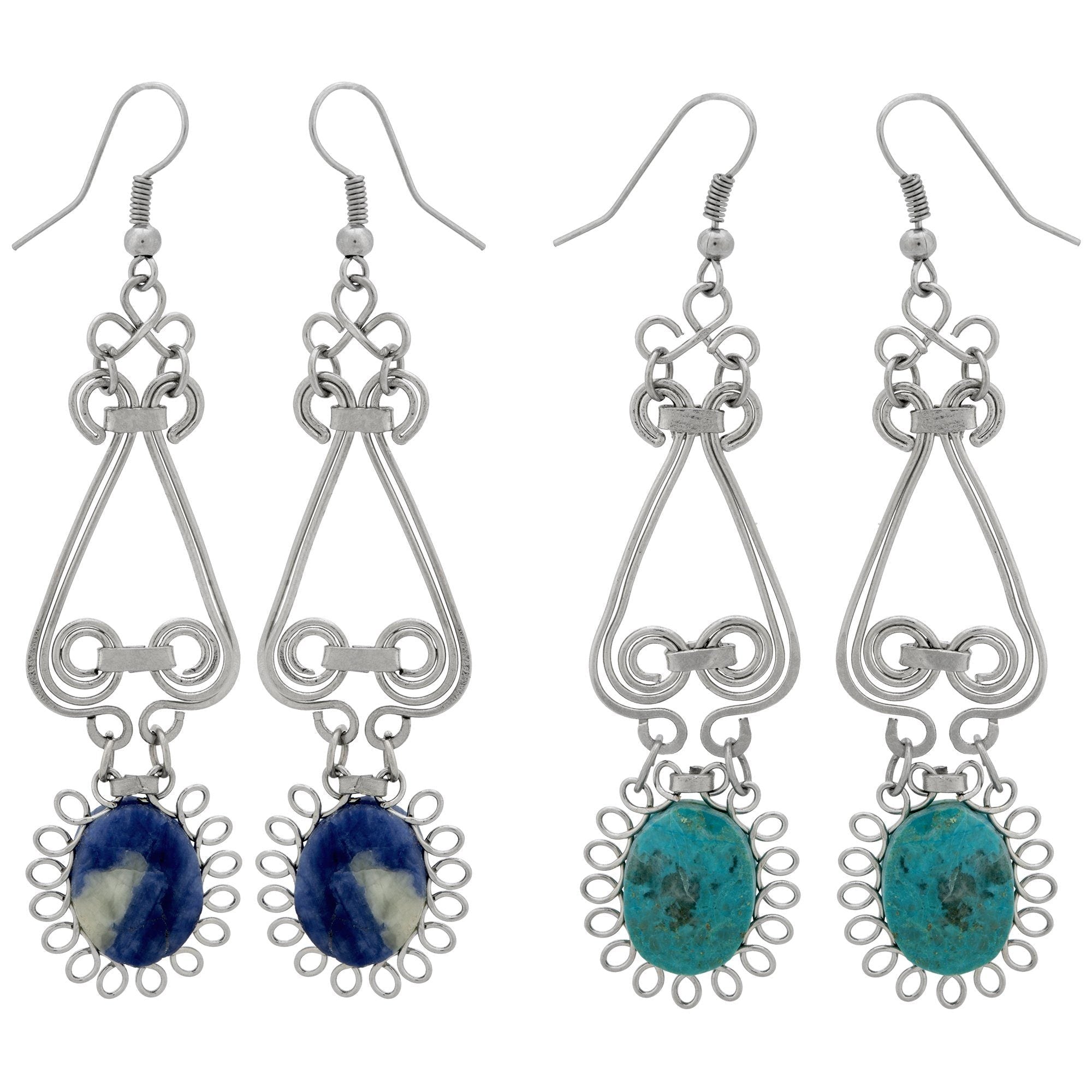 Swirls & Sunburst Stone Earrings Earrings - Fashion La Vie Bien Swirls & Sunburst Stone Earrings
