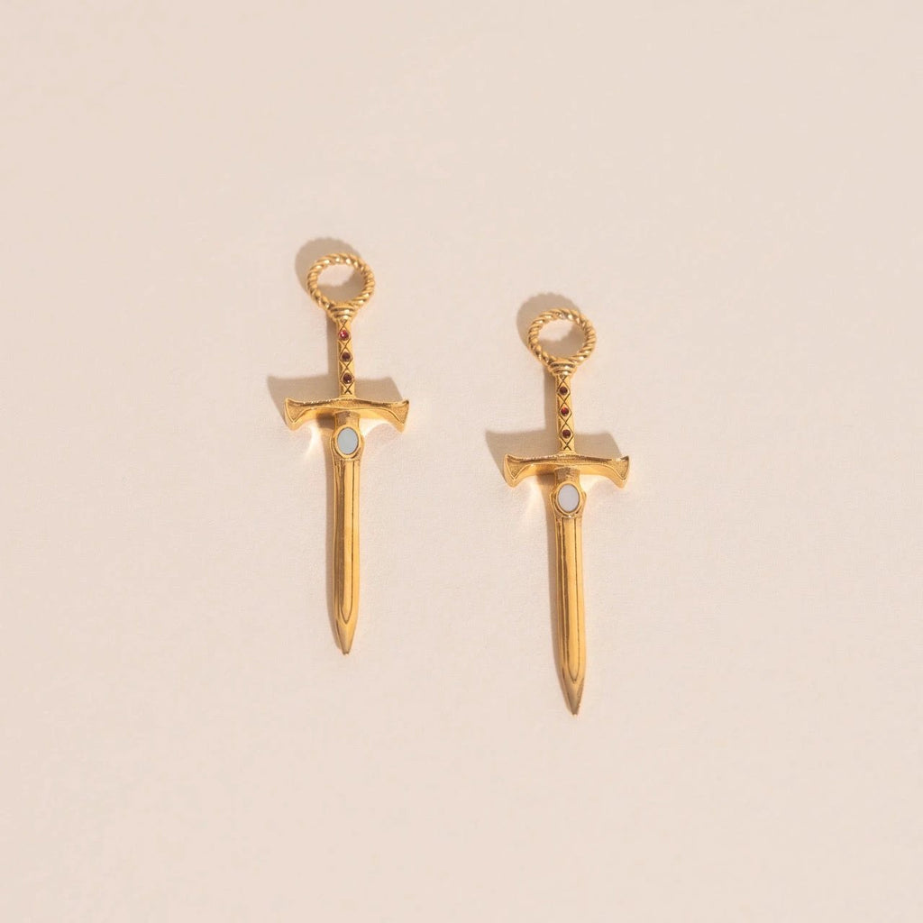 Sword Chunky Huggie Hoop Charms by Oh Clementine