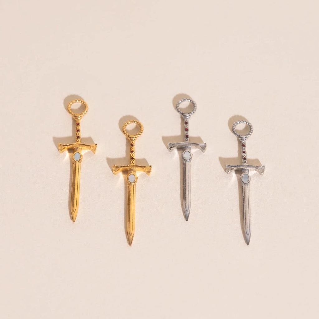 Sword Chunky Huggie Hoop Charms by Oh Clementine
