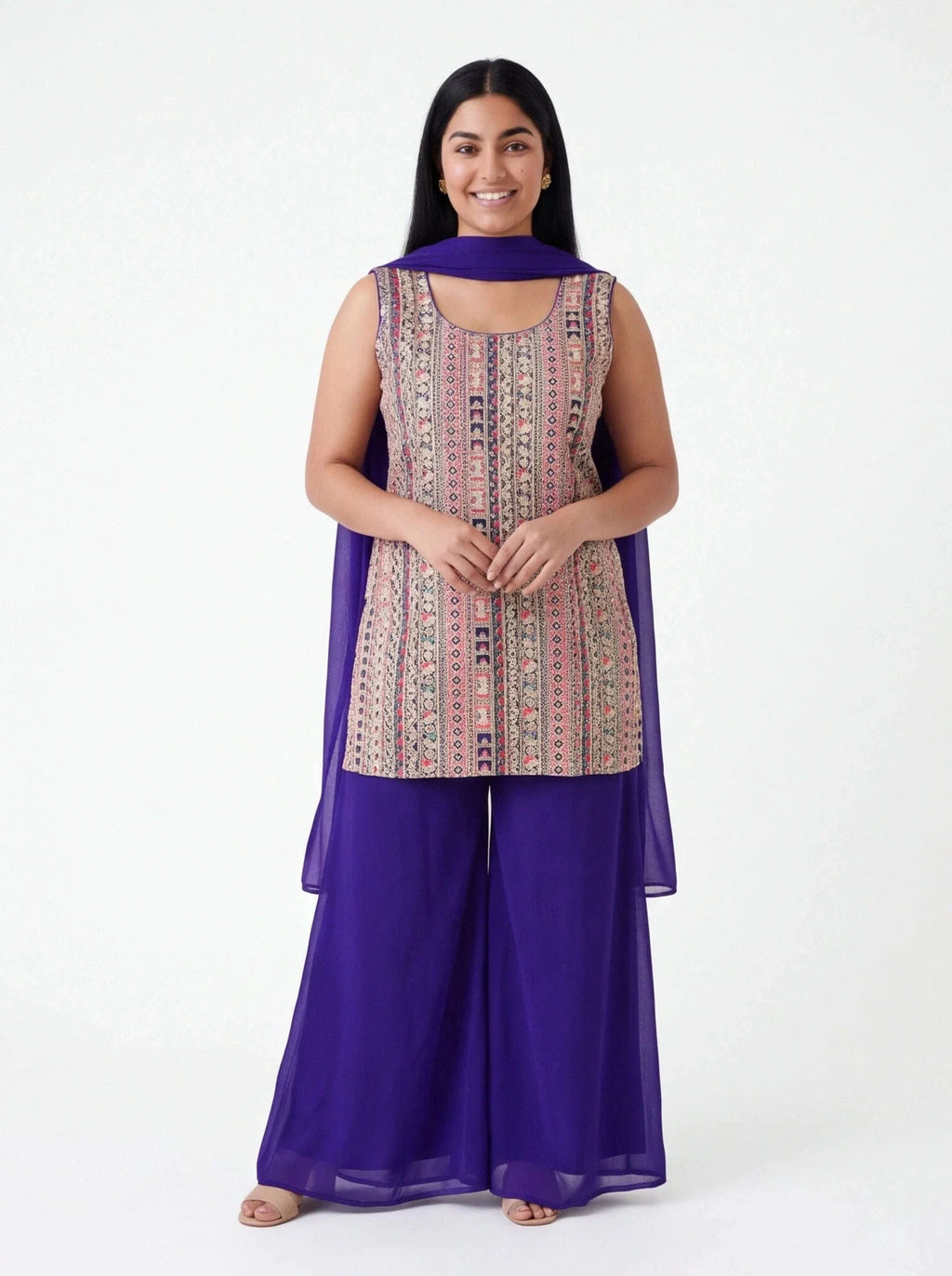 2056 - Embroidered Plazzo suit