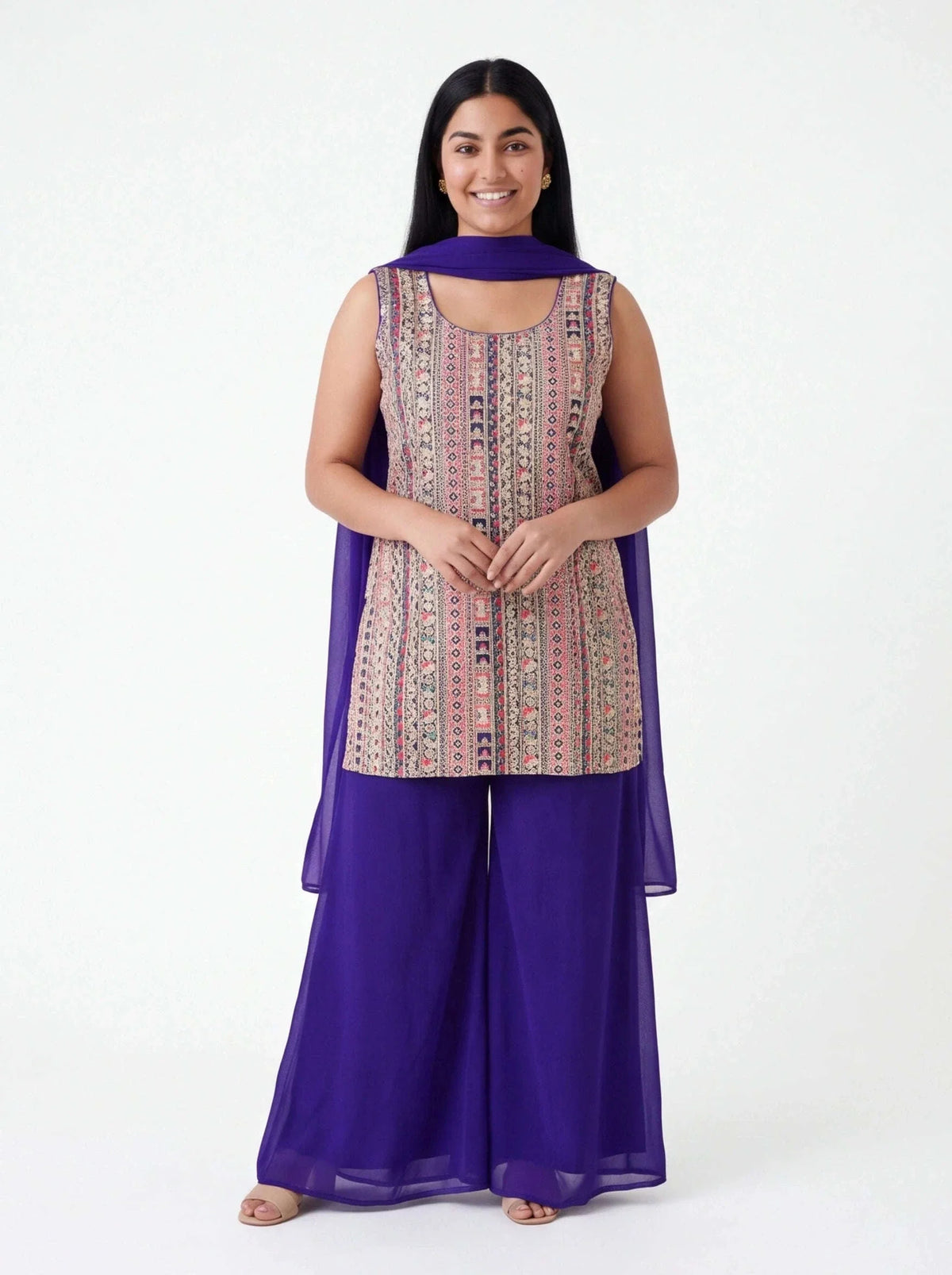 2056 - Embroidered Plazzo suit