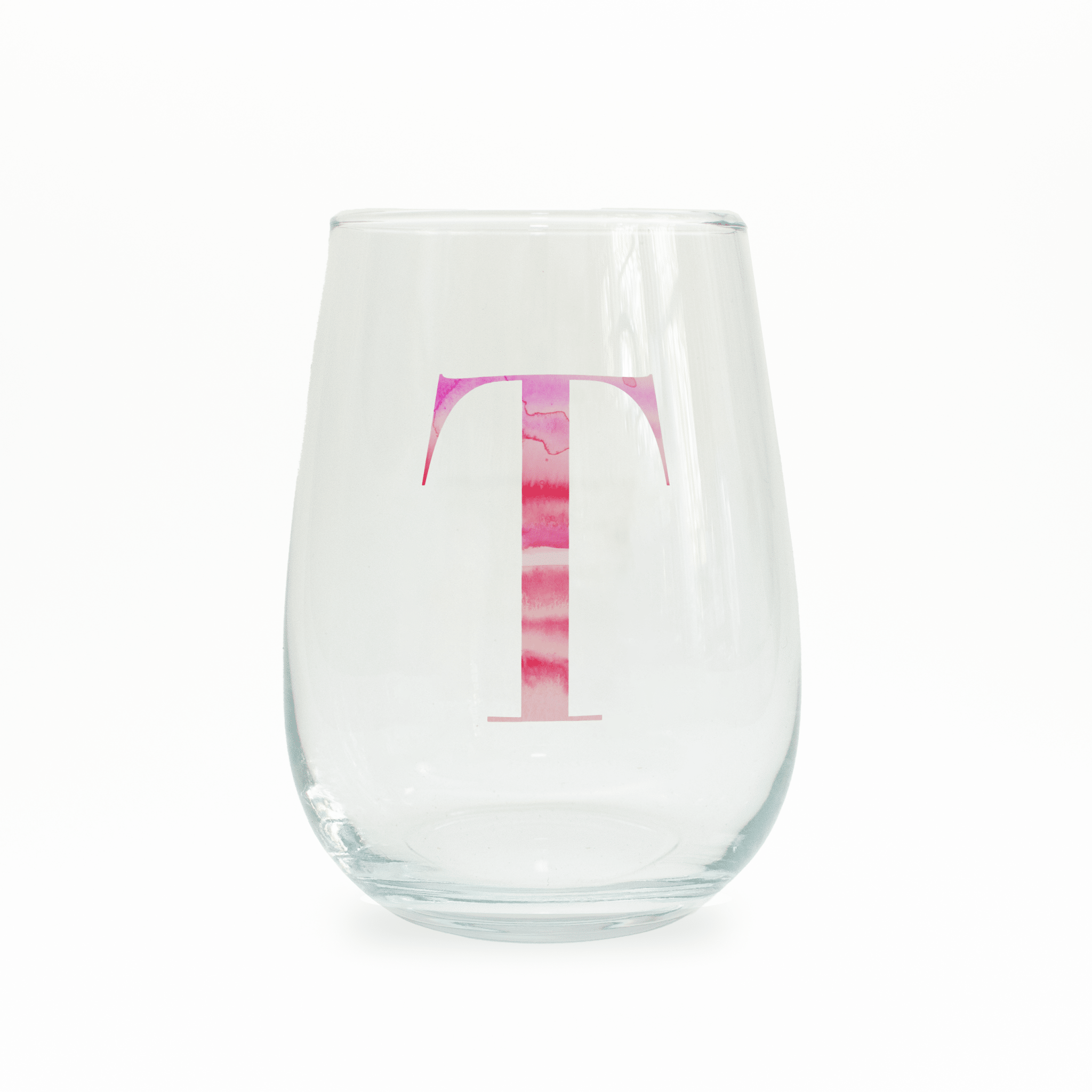 T Monogram Stemless Wine Glass Wine Glass La Vie Bien T Monogram Stemless Wine Glass