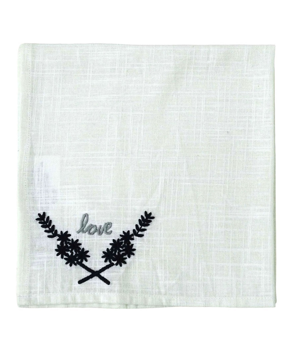 Table Cloth Napkins Set of 4 with Love Embroidery by Vibhsa