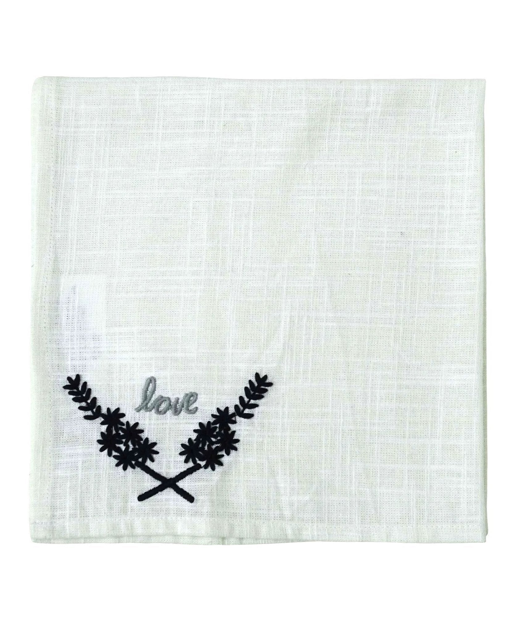Table Cloth Napkins Set of 4 with Love Embroidery by Vibhsa