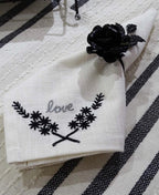 Table Cloth Napkins Set of 4 with Love Embroidery by Vibhsa