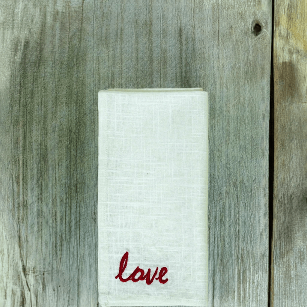 Table Cloth Napkins Set of 4 with Red Embroidery by Vibhsa