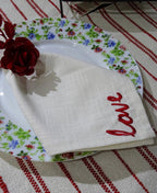 Table Cloth Napkins Set of 4 with Red Embroidery by Vibhsa