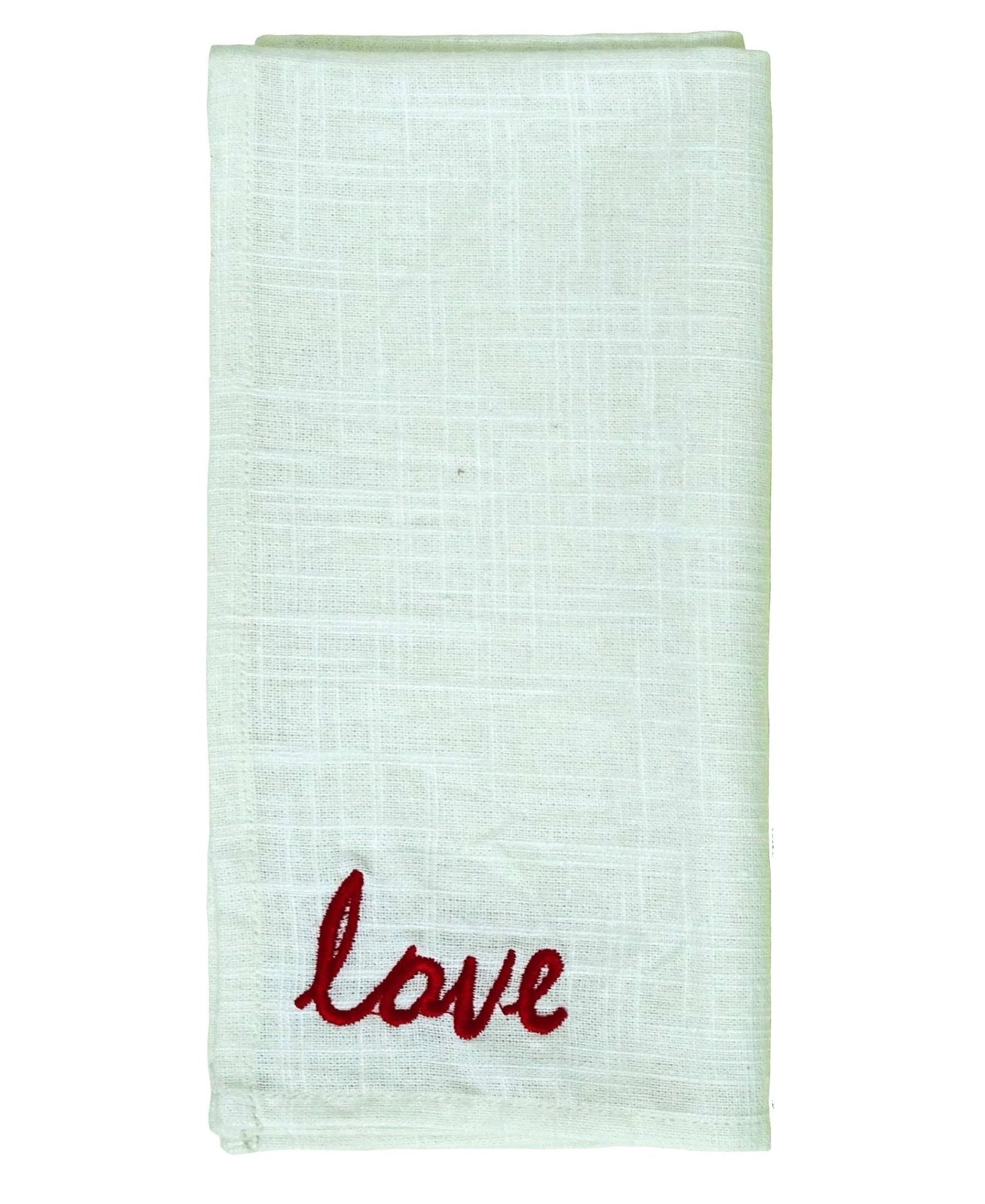 Table Cloth Napkins Set of 4 with Red Embroidery by Vibhsa