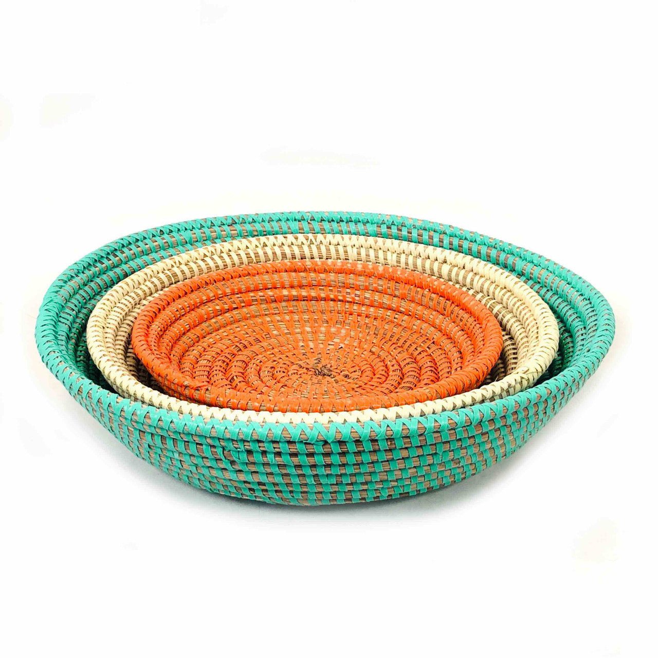 Tabletop Basket Bowl Set - Orange/ Turquoise/ White La Vie Bien Tabletop Basket Bowl Set - Orange/ Turquoise/ White