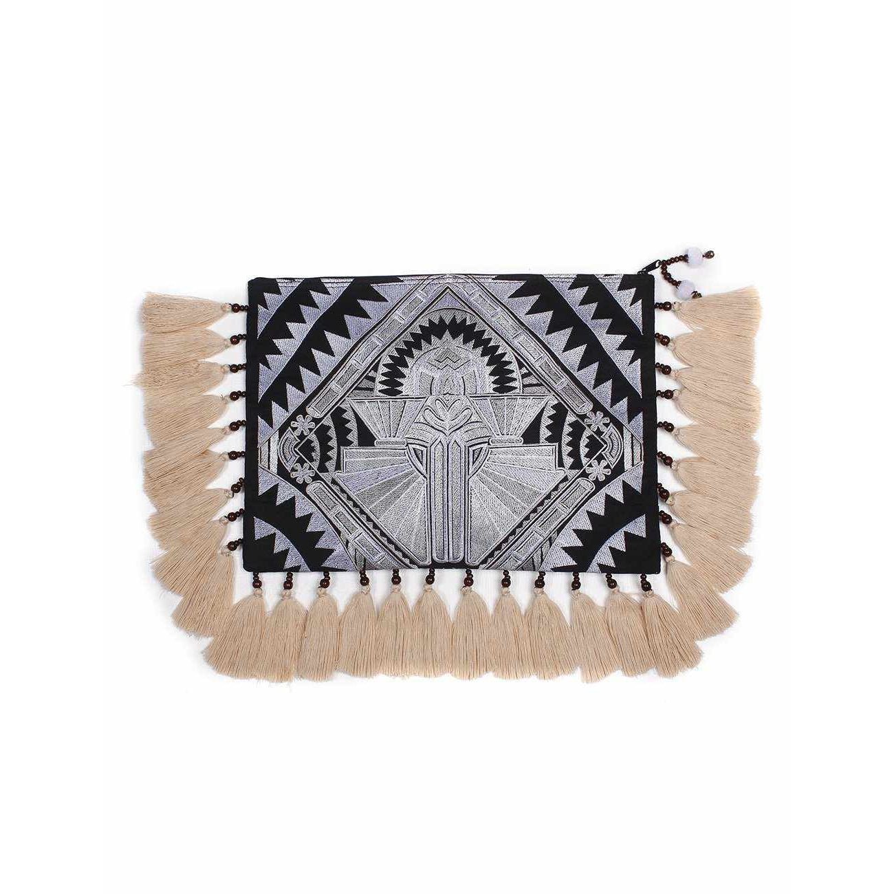 Tahj Embroidered Tassel Computer Cover Clutch - Thailand Bags La Vie Bien Tahj Embroidered Tassel Computer Cover Clutch - Thailand