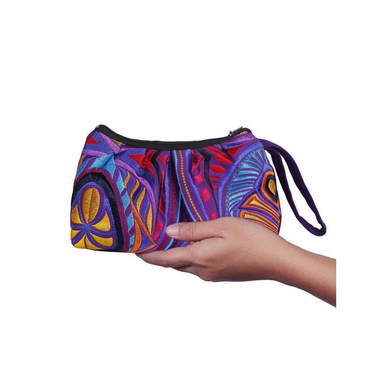 Tahj Small Embroidered Wristlet - Thailand Bags La Vie Bien Tahj Small Embroidered Wristlet - Thailand
